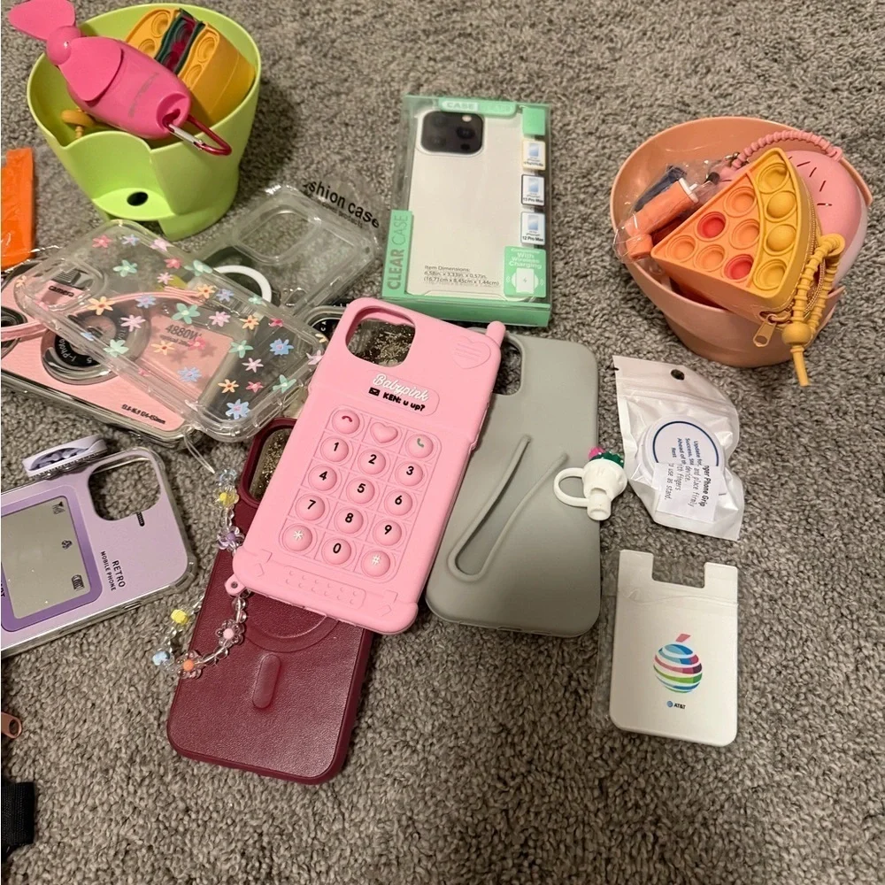 Pink and Purple Phone Accessories Set iPhone 14 max
